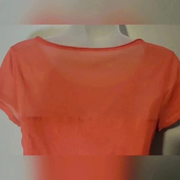 Express casual Tee, sheer top, solid bottom, color bright Orange, size small - Picture 5 of 8